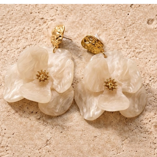 Boucles d'oreilles Blanc - Capucine